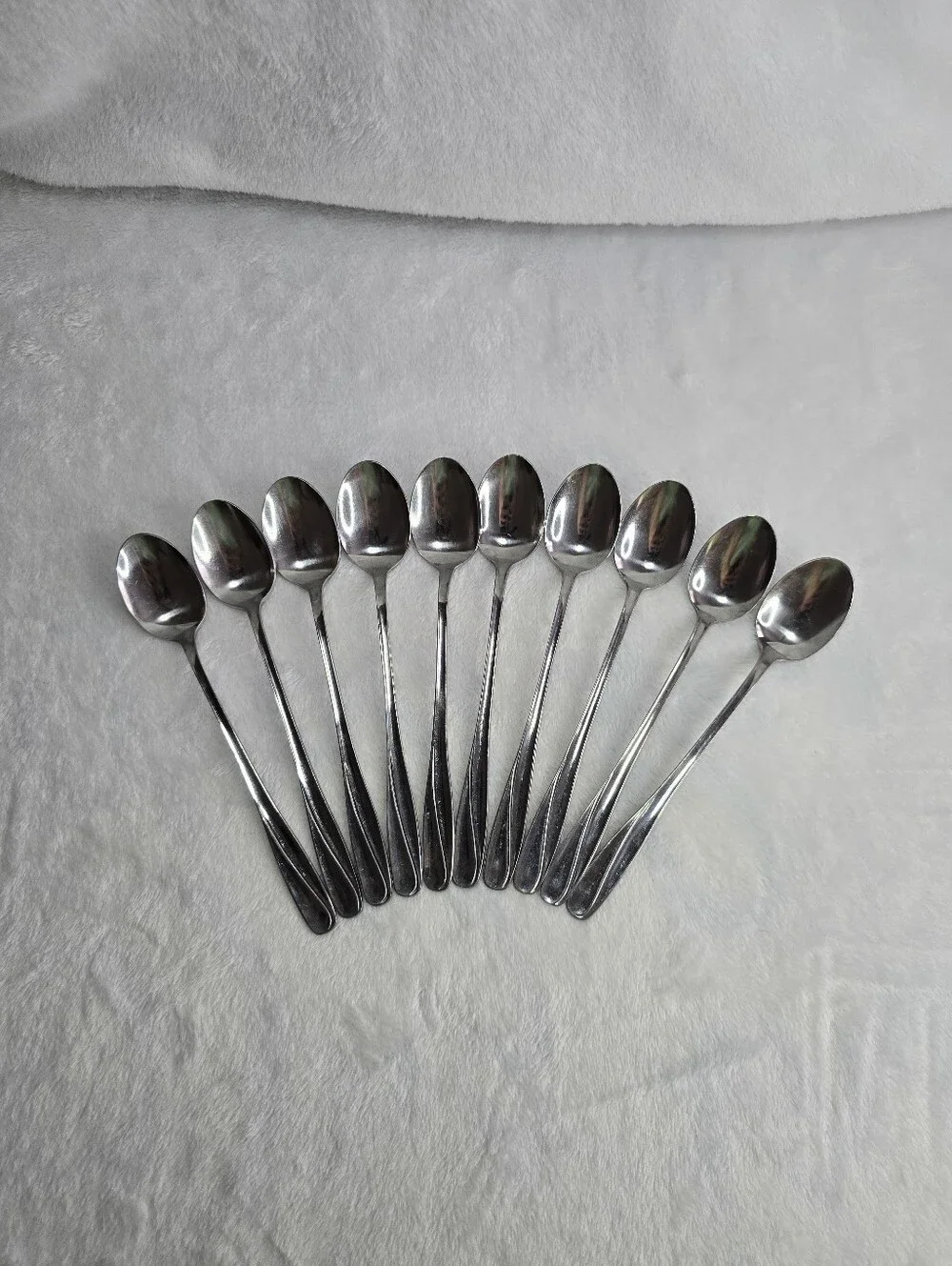 Vintage 1960s CIF9 Iced Teaspoons Set Of 10 Stainless Steel